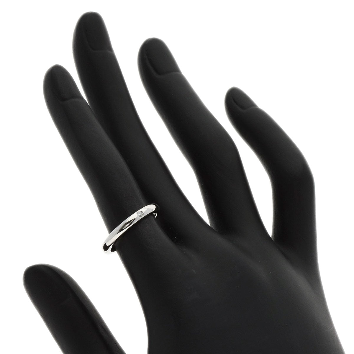 Tiffany&Co. Ring Pt950 Silver Stacking Band 1P Diamond Women