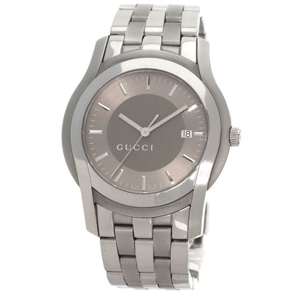 Gucci Watches Quartz 5500Xl Stainless Steel , Stainless Steel Silver Round Face Silver Dial Mens
