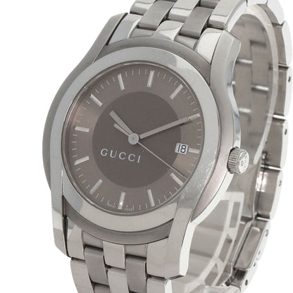 Gucci Watches Quartz 5500Xl Stainless Steel , Stainless Steel Silver Round Face Silver Dial Mens