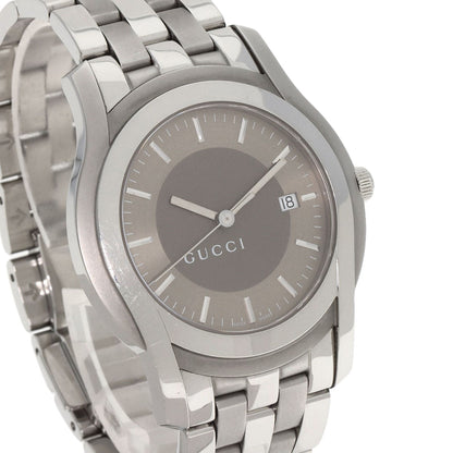 Gucci Watches Quartz 5500Xl Stainless Steel , Stainless Steel Silver Round Face Silver Dial Mens