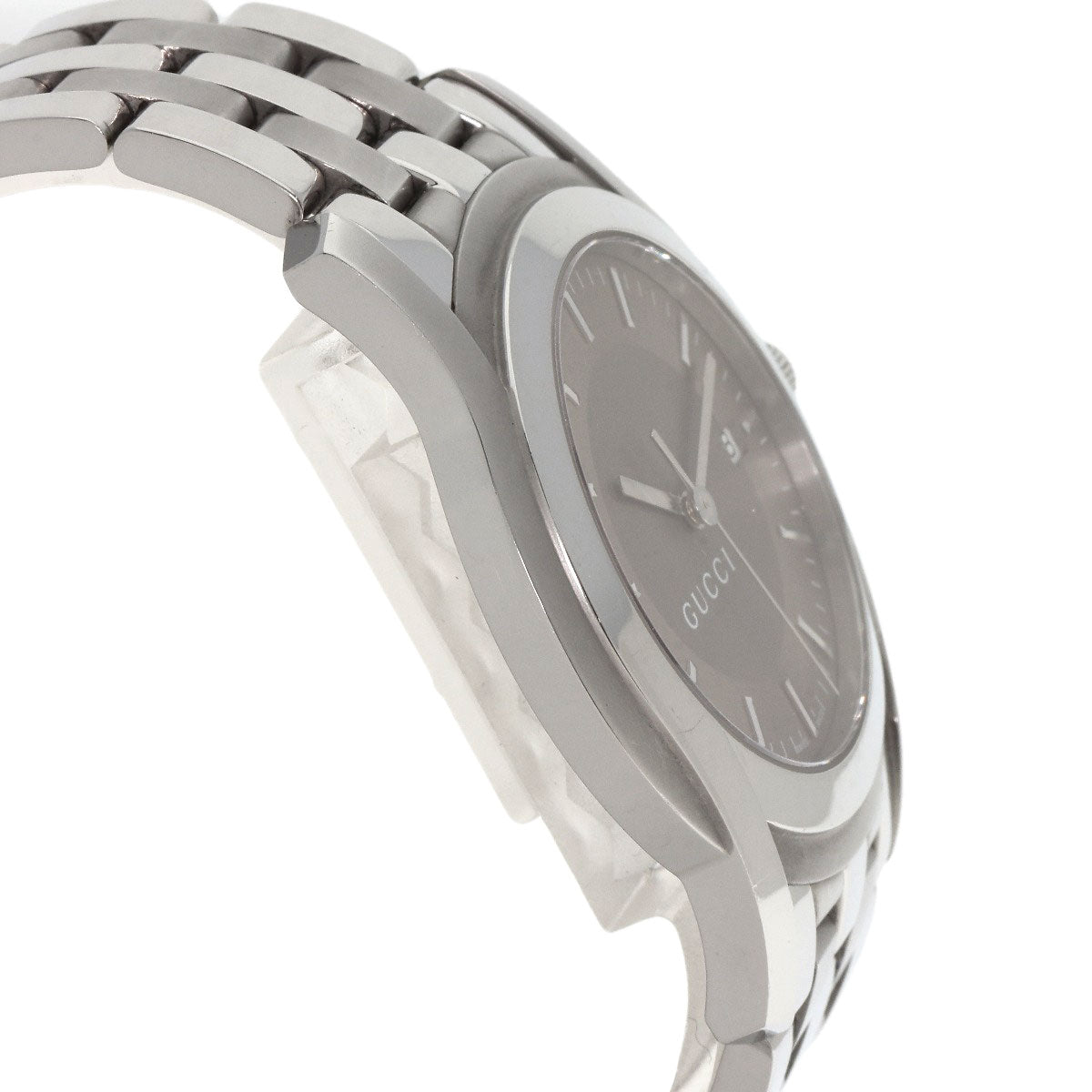 Gucci Watches Quartz 5500Xl Stainless Steel , Stainless Steel Silver Round Face Silver Dial Mens