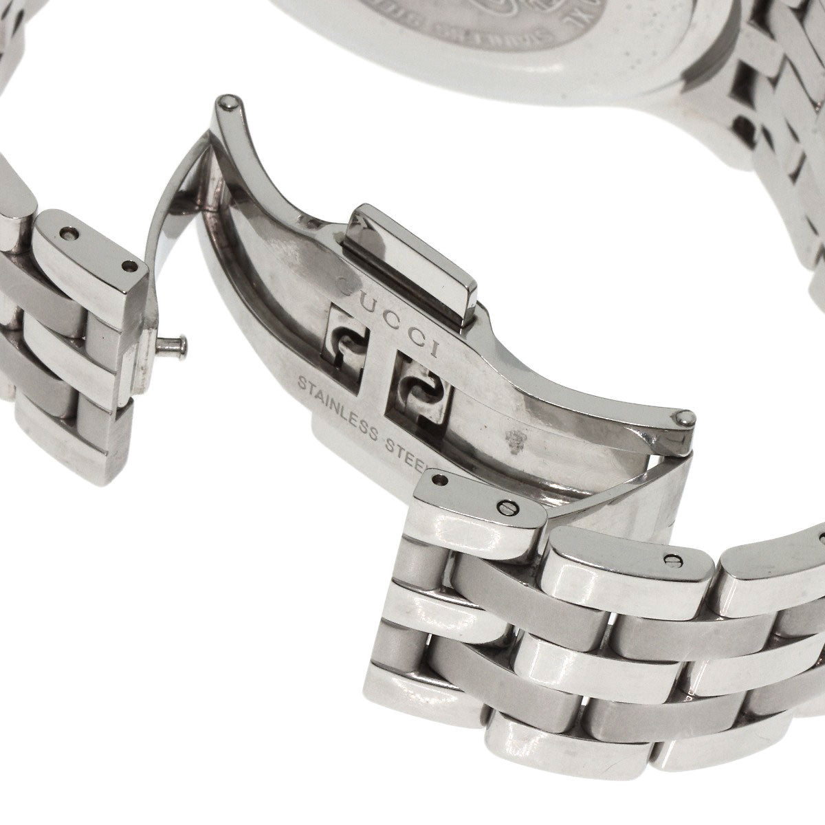 Gucci Watches Quartz 5500Xl Stainless Steel , Stainless Steel Silver Round Face Silver Dial Mens