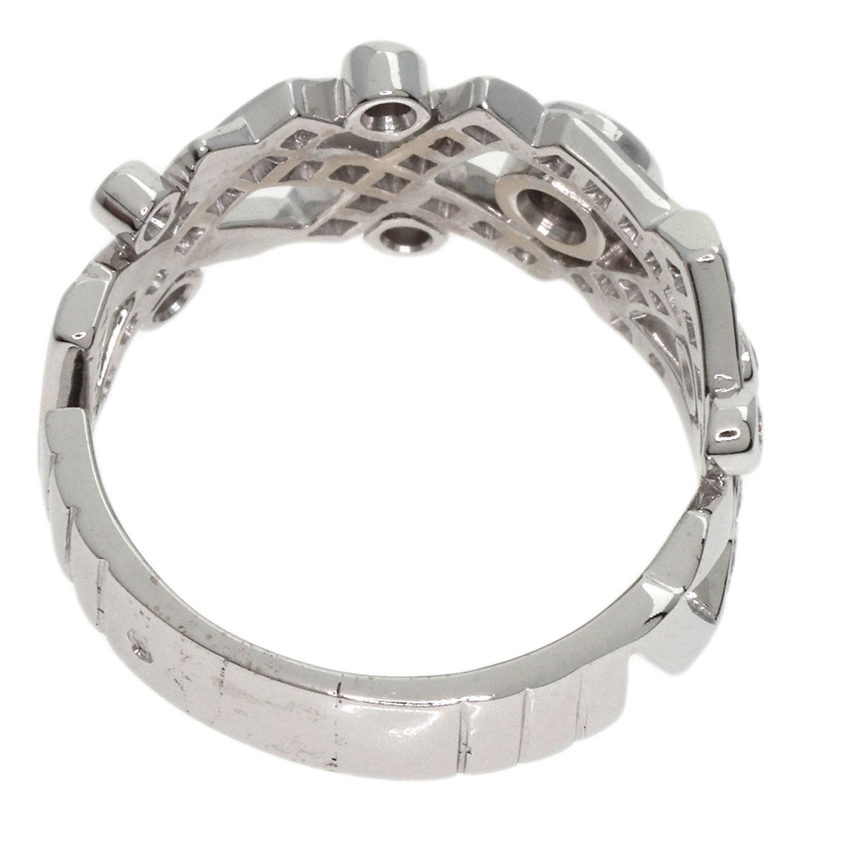 Chanel Ring K18Wg Silver Baroque Diamond Women
