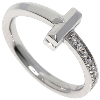 Tiffany&Co. Ring K18Wg Silver T One Half Diamond Women