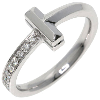 Tiffany&Co. Ring K18Wg Silver T One Half Diamond Women