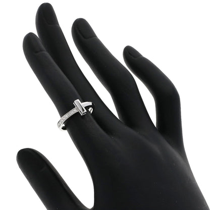 Tiffany&Co. Ring K18Wg Silver T One Half Diamond Women