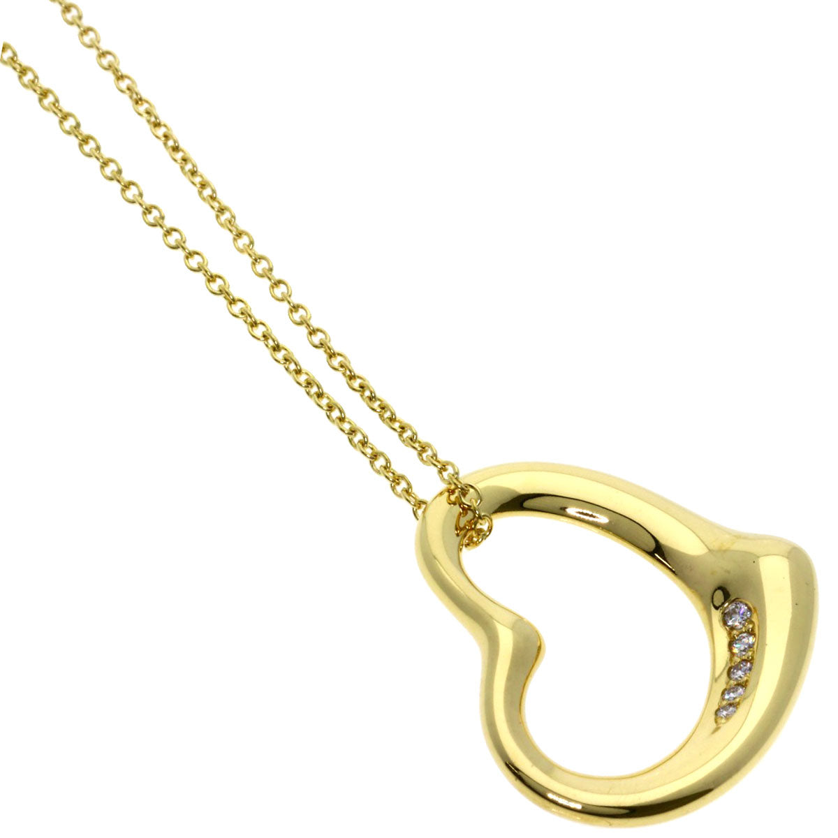Tiffany&Co. Necklace 18K Yellow Gold Gold Open Heart 5P Diamond Women