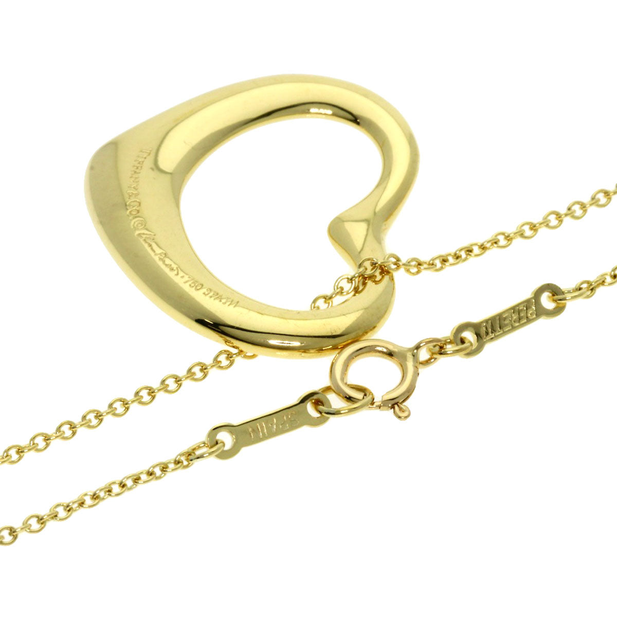 Tiffany&Co. Necklace 18K Yellow Gold Gold Open Heart 5P Diamond Women