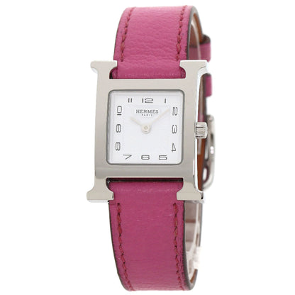 Hermes Watches Quartz Hh1.210 Stainless Steel, Leather Silver H Watch White Dial Women