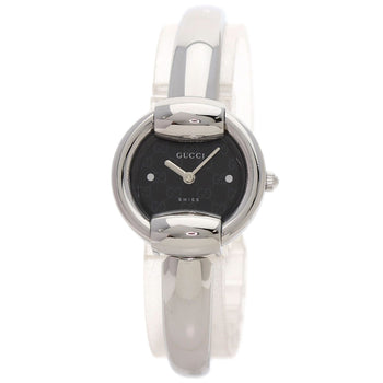 Gucci Watches Quartz 1400L Stainless Steel , Stainless Steel Silver Round Face Black Dial Women