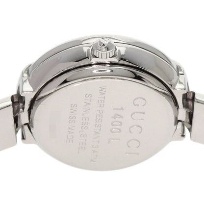 Gucci Watches Quartz 1400L Stainless Steel , Stainless Steel Silver Round Face Black Dial Women
