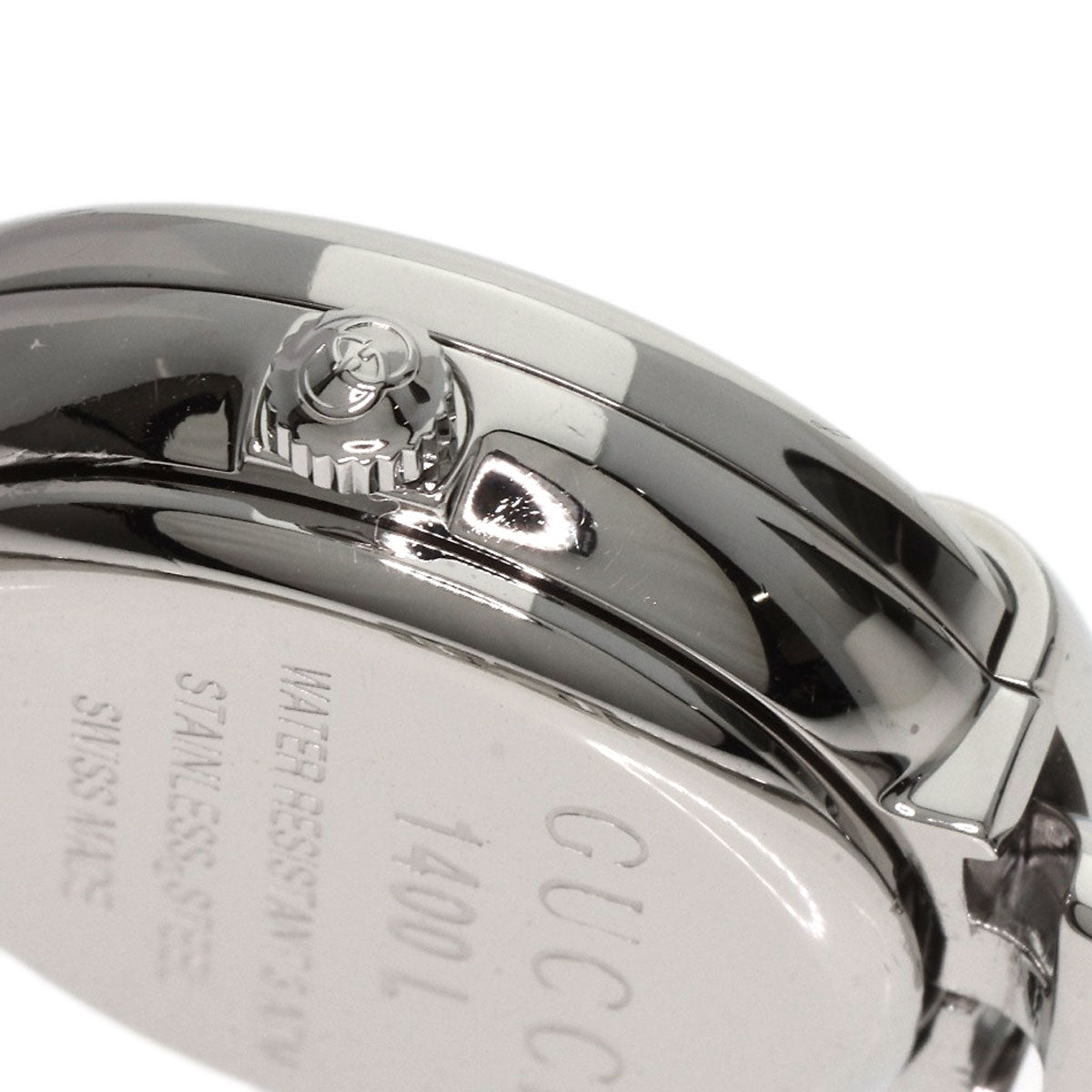 Gucci Watches Quartz 1400L Stainless Steel , Stainless Steel Silver Round Face Black Dial Women