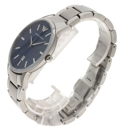 Emporio Armani Watches Quartz Ar2477 Stainless Steel , Stainless Steel Silver Round Face Blue Dial