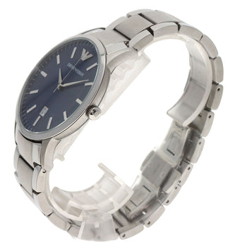 Emporio Armani Watches Quartz Ar2477 Stainless Steel , Stainless Steel Silver Round Face Blue Dial