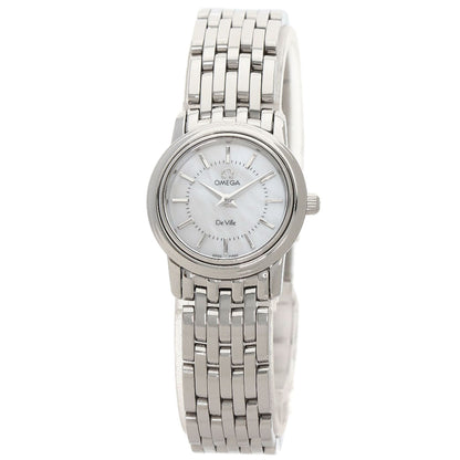 Omega Watches Quartz 4570.72 Stainless Steel Silver De Ville Prestige White Shell Dial