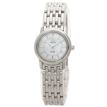 Omega Watches Quartz 4570.72 Stainless Steel Silver De Ville Prestige White Shell Dial