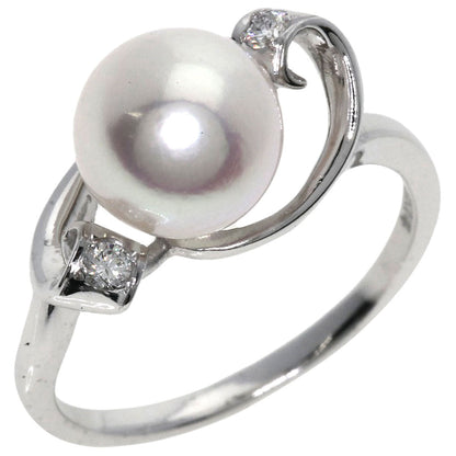 Mikimoto Ring K14Wg Silver Akoya Pearl Pearl 2P Diamond