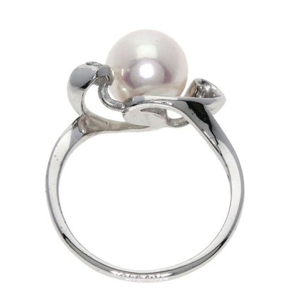 Mikimoto Ring K14Wg Silver Akoya Pearl Pearl 2P Diamond