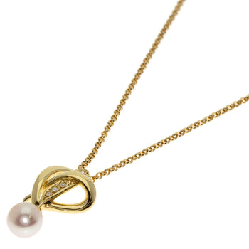 Mikimoto Necklace 18K Yellow Gold Gold Akoya Pearl Diamond
