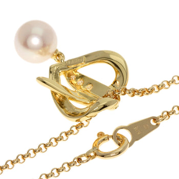 Mikimoto Necklace 18K Yellow Gold Gold Akoya Pearl Diamond
