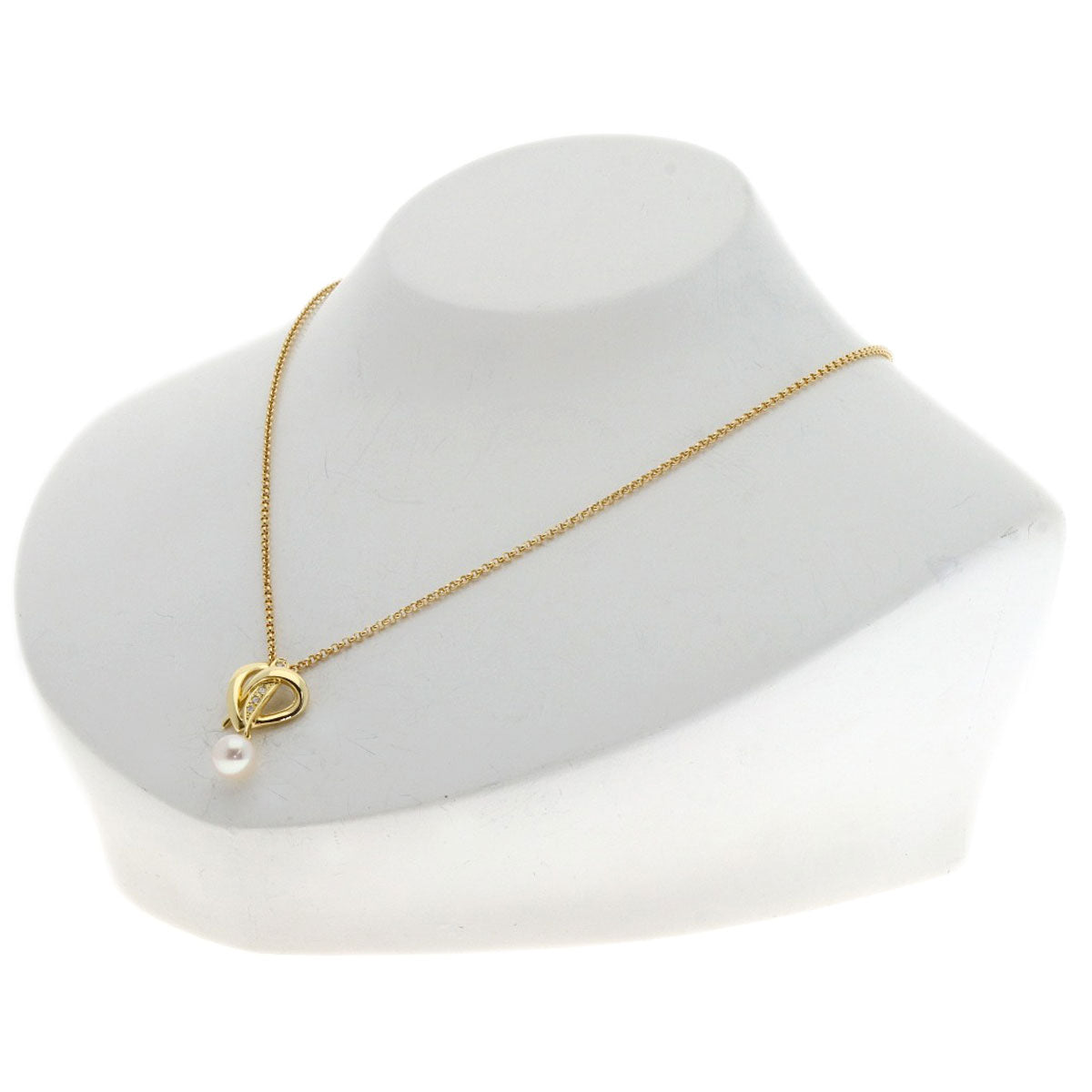 Mikimoto Necklace 18K Yellow Gold Gold Akoya Pearl Diamond