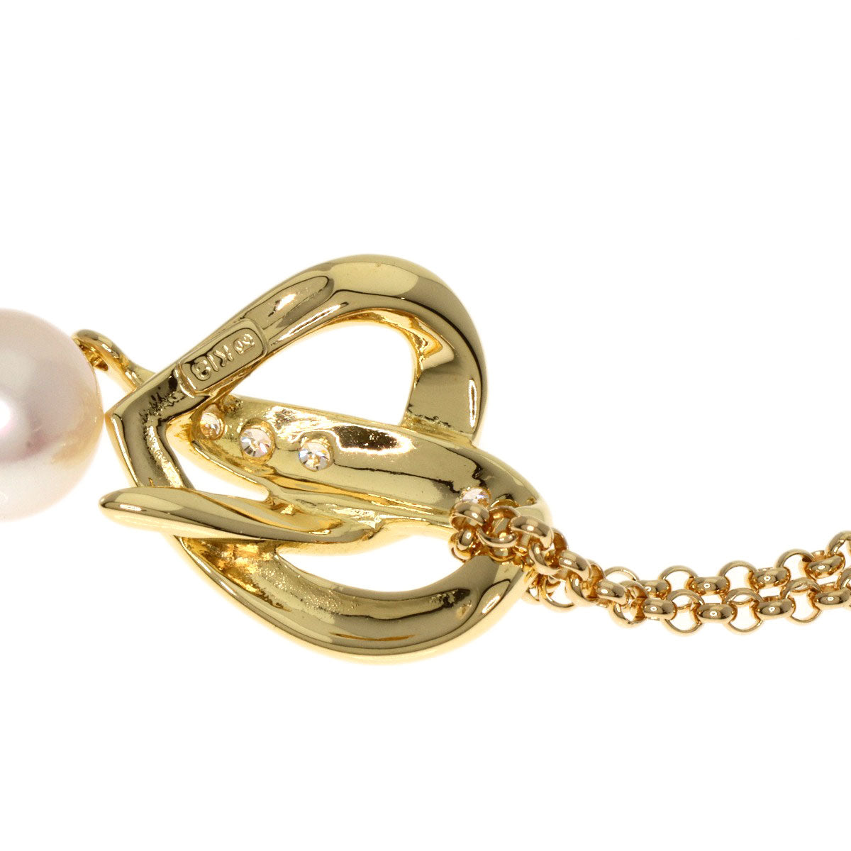 Mikimoto Necklace 18K Yellow Gold Gold Akoya Pearl Diamond