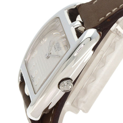 Hermes Watches Quartz Ct1.250 Sv925 , Leather Silver Cape Cod Double Tour Etoupe White Dial Women