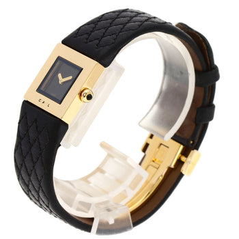 Chanel Watches Quartz H0111 K18Yg, Leather Gold Matrasse Black Dial Women