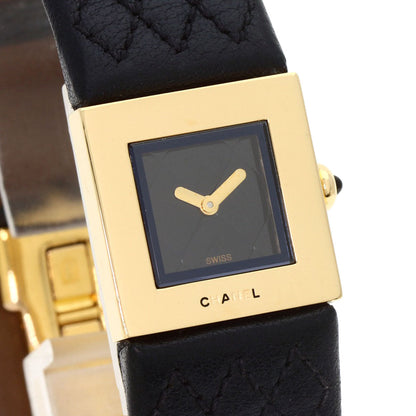 Chanel Watches Quartz H0111 K18Yg, Leather Gold Matrasse Black Dial Women