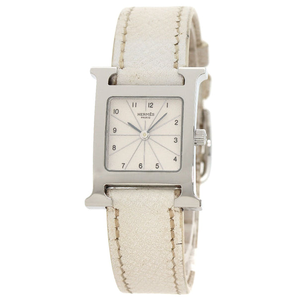 Hermes Watches Quartz Hh1.210 Stainless Steel, Leather Silver H Watch Silver Dial Women