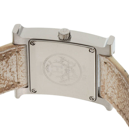 Hermes Watches Quartz Hh1.210 Stainless Steel, Leather Silver H Watch Silver Dial Women