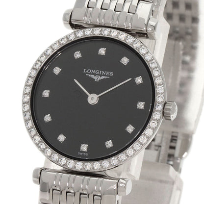 Longines Watches Quartz L4.241.0 Stainless Steel Silver Grand Classic Diamond Black Dial