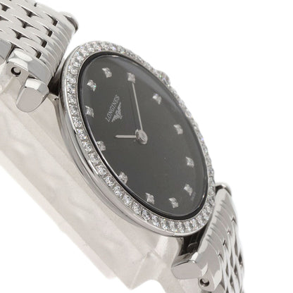 Longines Watches Quartz L4.241.0 Stainless Steel Silver Grand Classic Diamond Black Dial