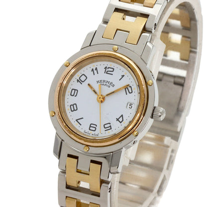 Hermes Watches Quartz Stainless Steel , Ssxgp Gold Clipper Old Buckle White Dial Women