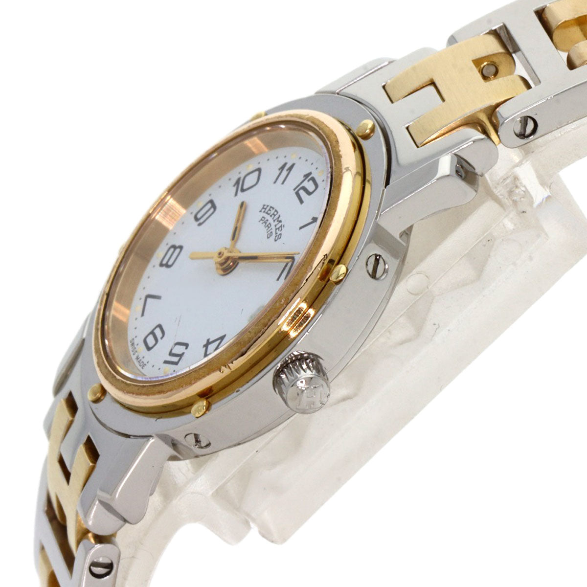 Hermes Watches Quartz Stainless Steel , Ssxgp Gold Clipper Old Buckle White Dial Women