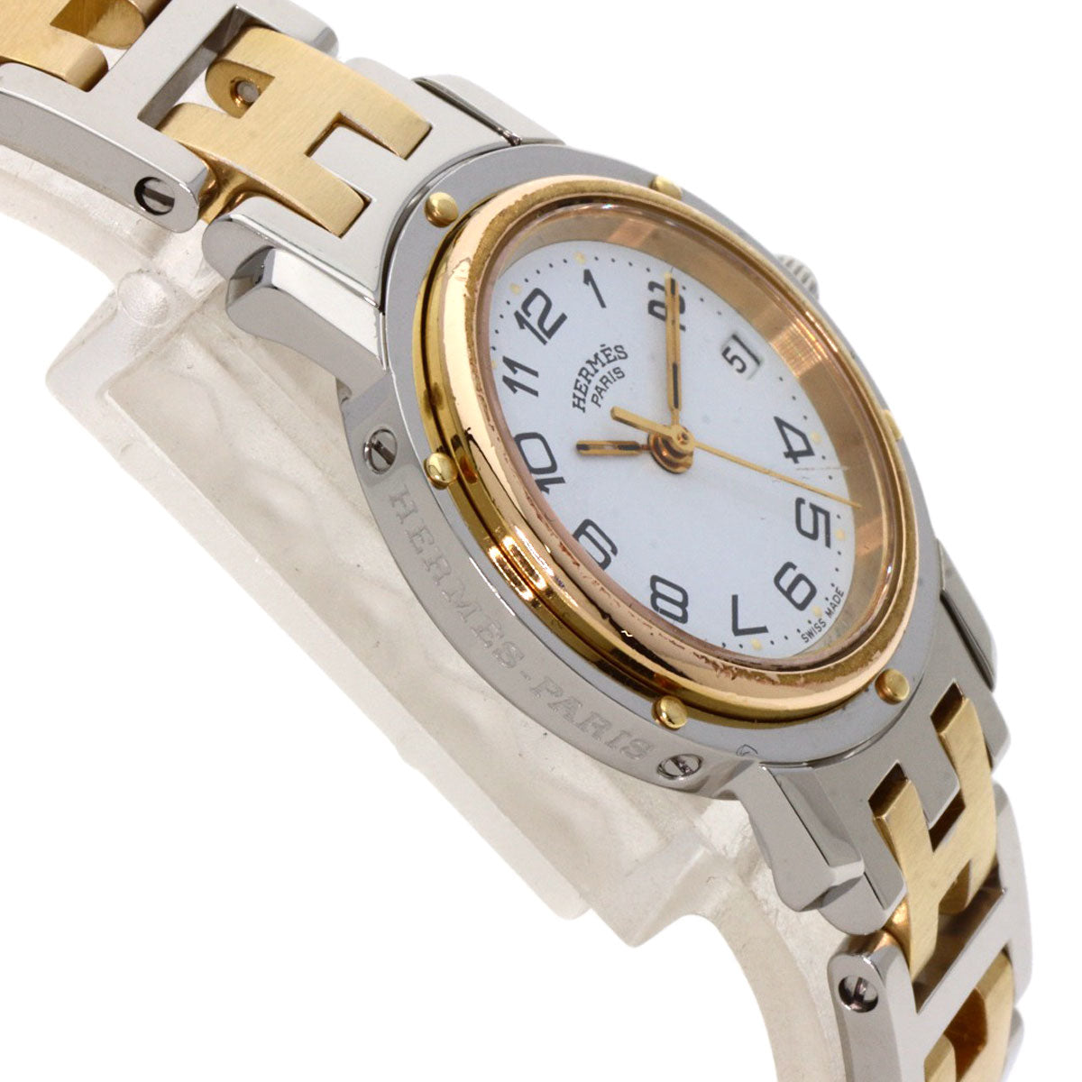 Hermes Watches Quartz Stainless Steel , Ssxgp Gold Clipper Old Buckle White Dial Women