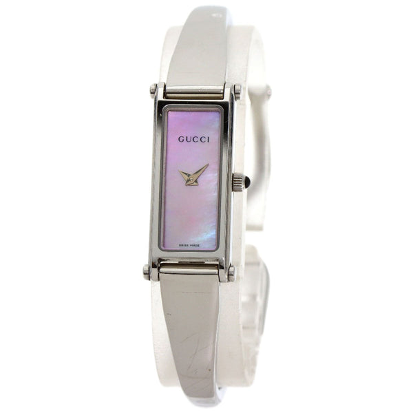 Gucci Watches Quartz 1500L Stainless Steel , Stainless Steel Silver Square Face Pink Shell Dial