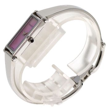 Gucci Watches Quartz 1500L Stainless Steel , Stainless Steel Silver Square Face Pink Shell Dial