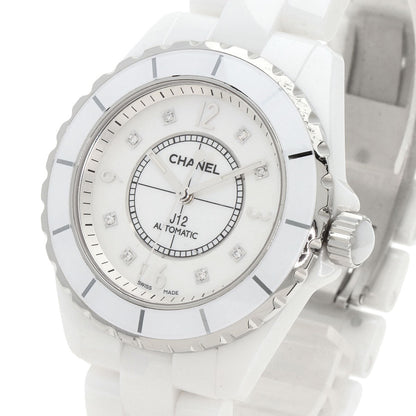 Chanel Watches Mechanical Automatic H3214 Ceramic, Ceramic Silver J12 1.5" 8P Diamond White Shell