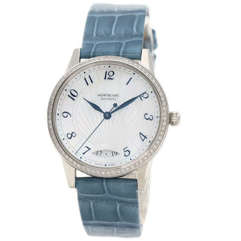 Montblanc Watches Mechanical Automatic Mb118772 Stainless Steel, Leather Silver Boheme Diamond