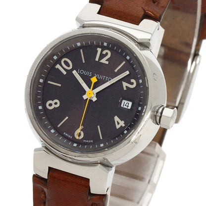 Louis Vuitton Watches Quartz Q1211 Stainless Steel, Leather Silver Tambour Brown Dial Women