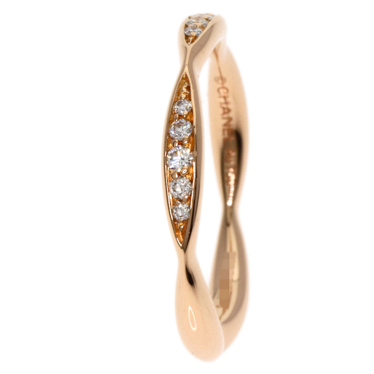 Chanel Ring 18K Pink Gold Gold Camellia Half Eternity Diamond #46