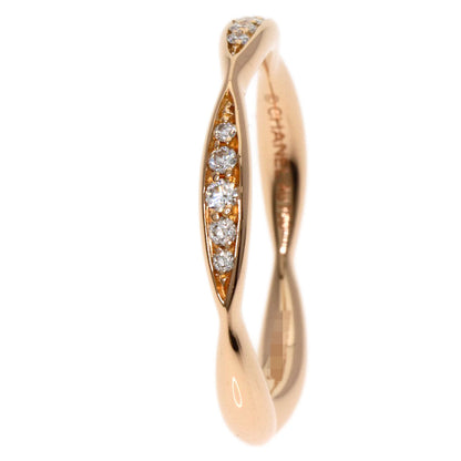 Chanel Ring 18K Pink Gold Gold Camellia Half Eternity Diamond #46