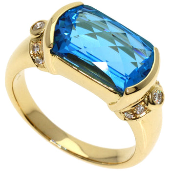 Tasaki Ring 18K Yellow Gold Gold Blue Topaz Diamond