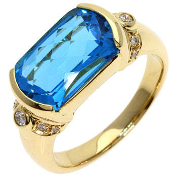 Tasaki Ring 18K Yellow Gold Gold Blue Topaz Diamond