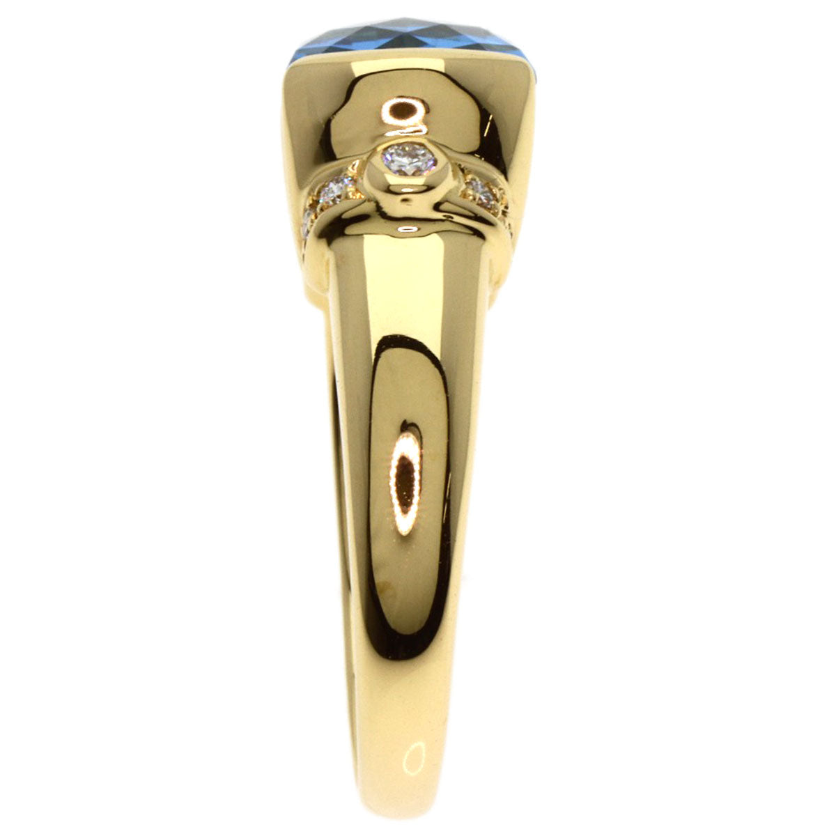 Tasaki Ring 18K Yellow Gold Gold Blue Topaz Diamond