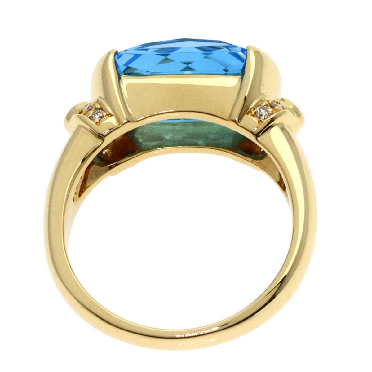 Tasaki Ring 18K Yellow Gold Gold Blue Topaz Diamond