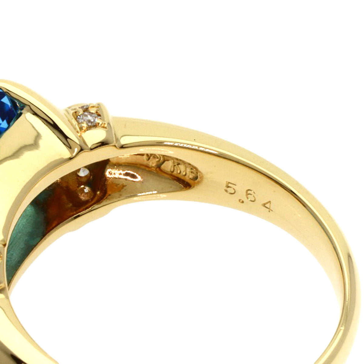 Tasaki Ring 18K Yellow Gold Gold Blue Topaz Diamond