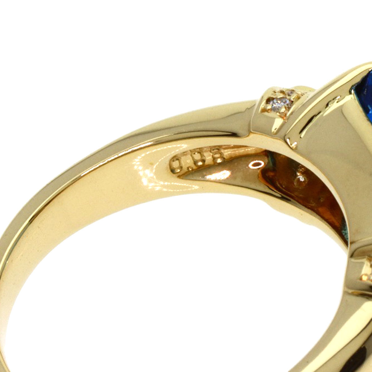 Tasaki Ring 18K Yellow Gold Gold Blue Topaz Diamond