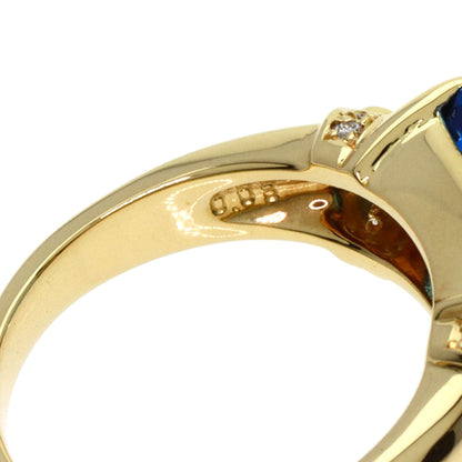 Tasaki Ring 18K Yellow Gold Gold Blue Topaz Diamond